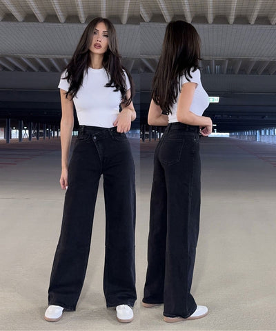 Stretch Straight Leg Jeans Galia Schwarz Ladypolitan ♡