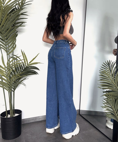 Stretch Wide Leg Jeans Levana Blau  Ladypolitan ♡   