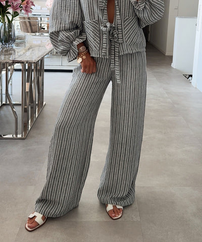 Bluse Streifen Emalia Grau Ladypolitan ♡