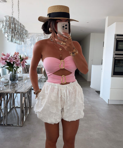 Shorts 3D Blumen Lia Weiß Ladypolitan ♡