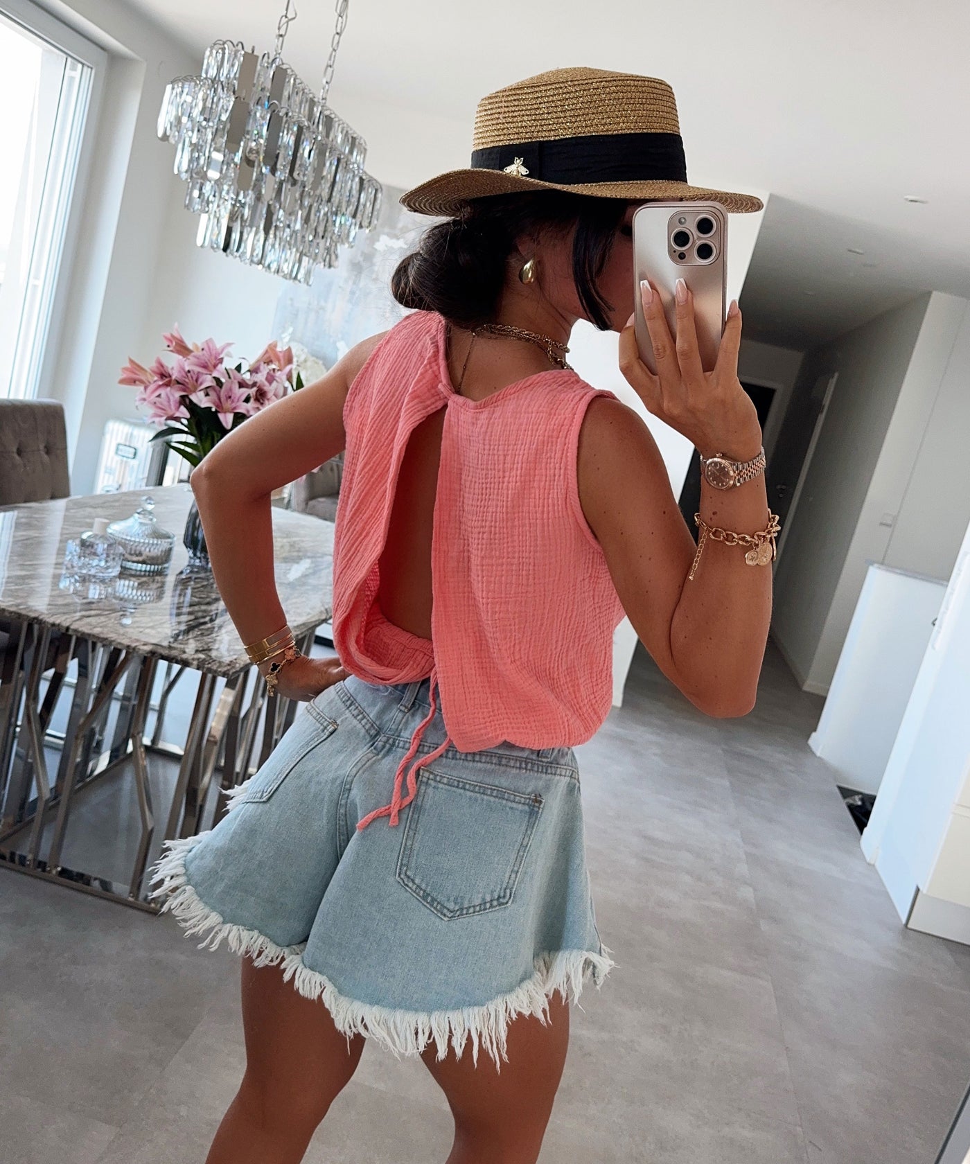 Musselin Top Sofie Peach Ladypolitan ♡