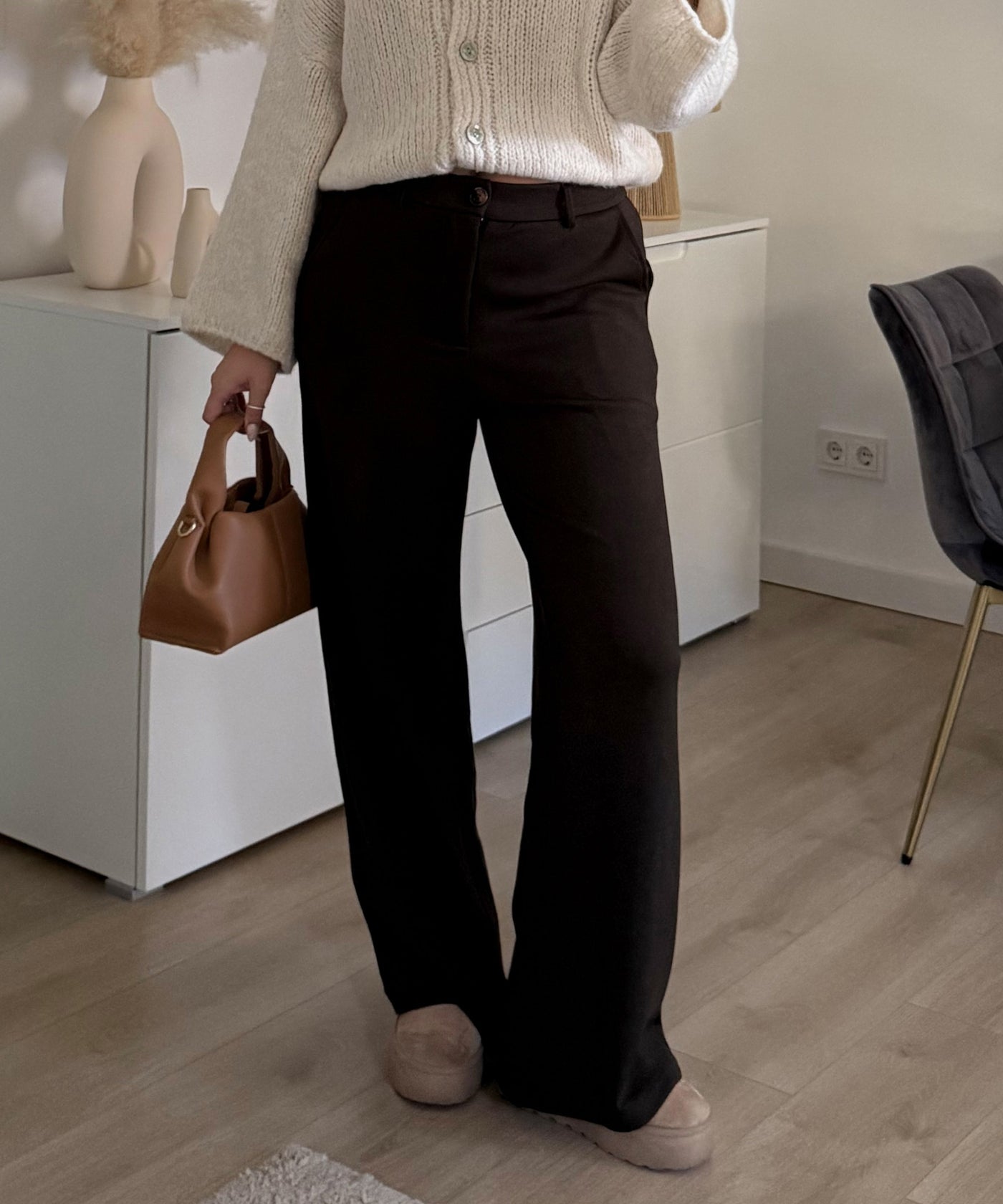 Wide Leg Stretch Jeans Zasu Dunkelbraun