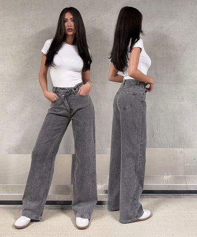 Stretch Straight Leg Jeans Galia Grau Ladypolitan ♡