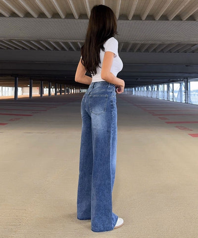 Stretch Wide Leg Jeans Lillia Blau Ladypolitan ♡