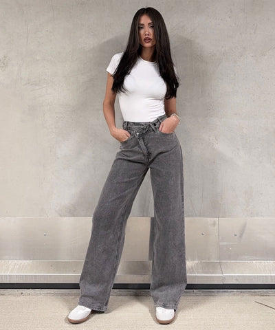 Stretch Straight Leg Jeans Galia Grau Ladypolitan ♡