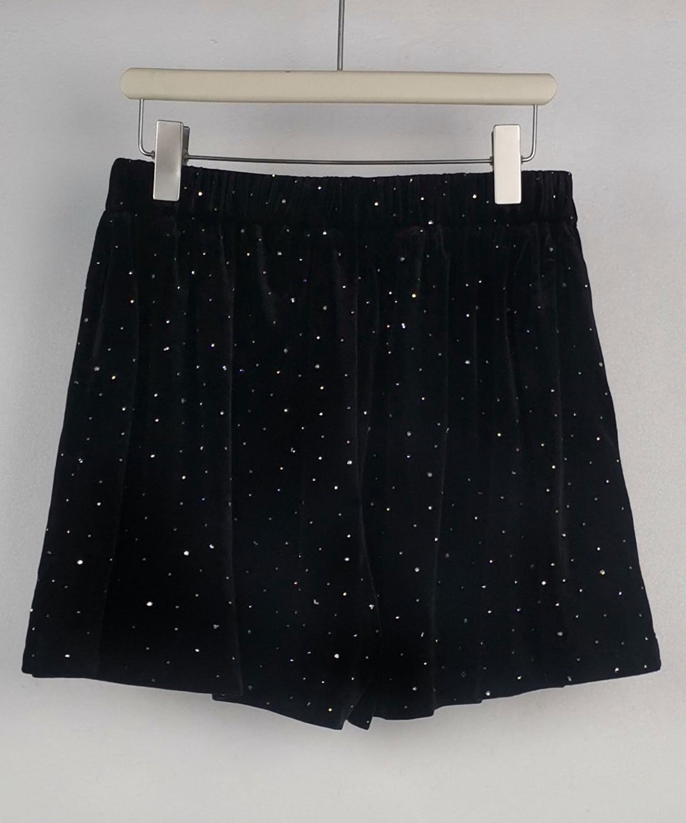 Samt Shorts Lia mit Strass Schwarz