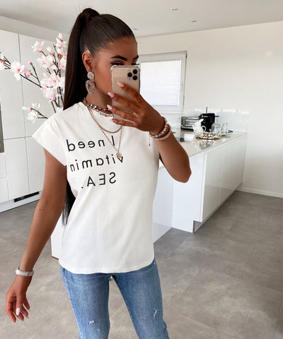 T-Shirt Vitamin Weiß  Ladypolitan - Fashion Onlineshop für Damen   