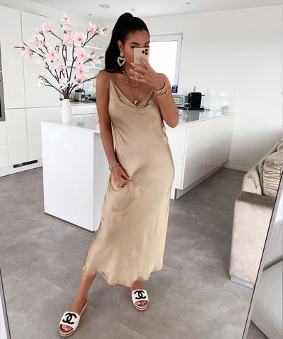 Satin dress Casha Camel