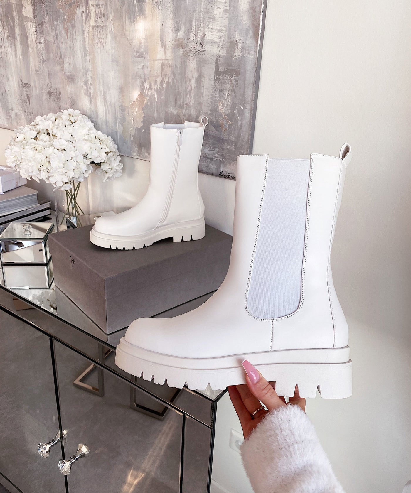 Chelsea Boots Long White