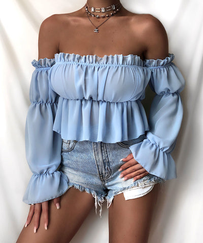 Bluse Jana Crop Hellblau  Ladypolitan - Fashion Onlineshop für Damen   