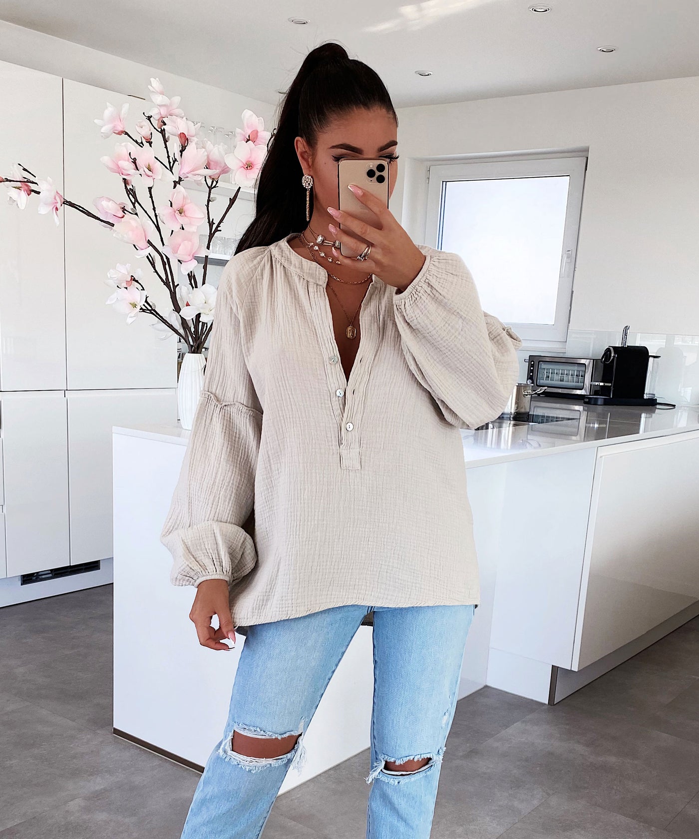 Muslin blouse Maria Beige