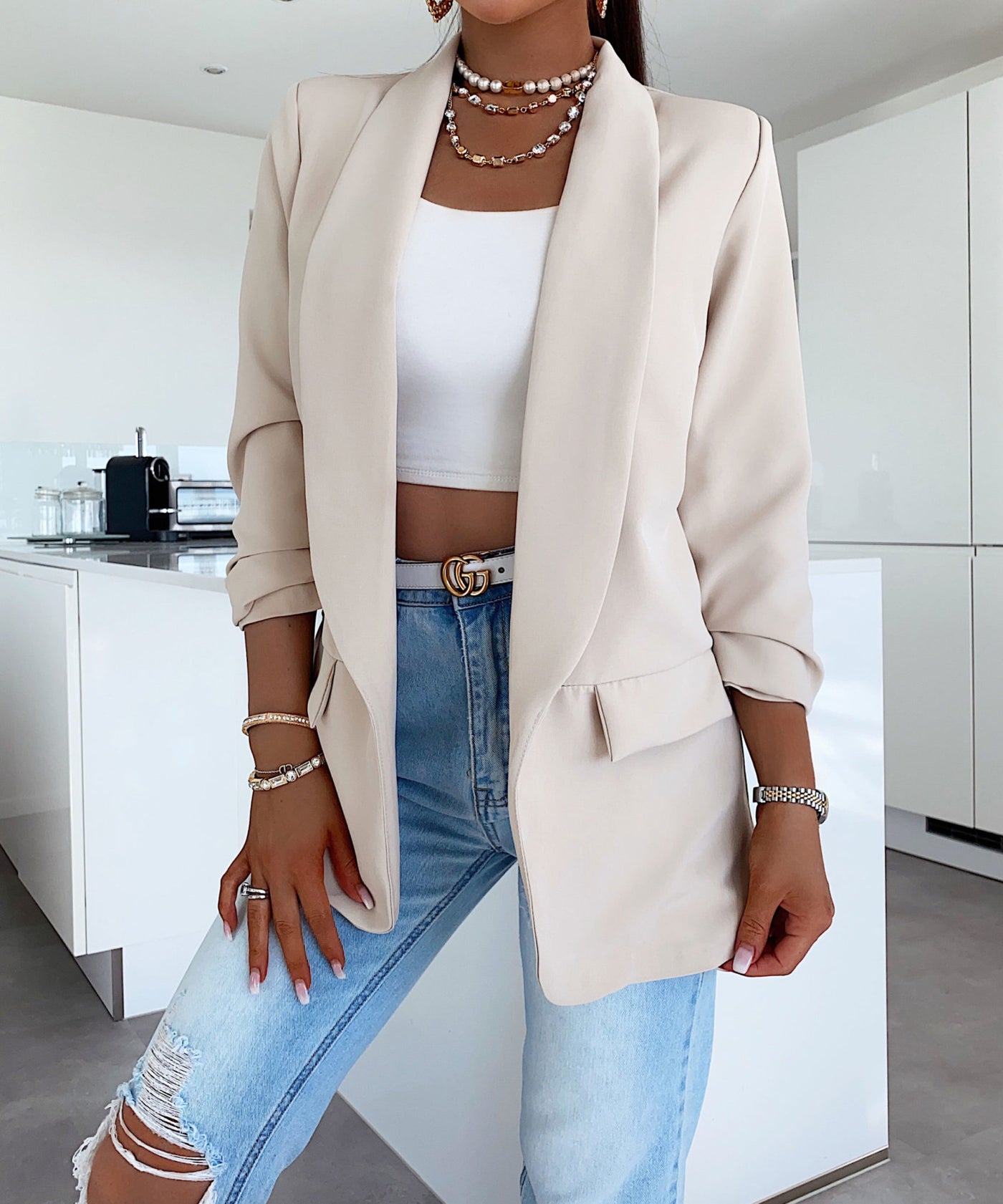 Blazer Mykonos Beige  Ladypolitan - Fashion Onlineshop für Damen   