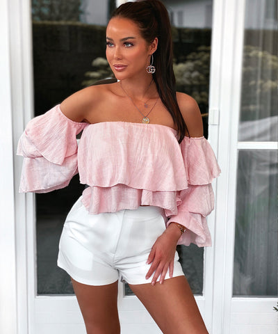 Bluse off shoulder rosa  Ladypolitan - Fashion Onlineshop für Damen   