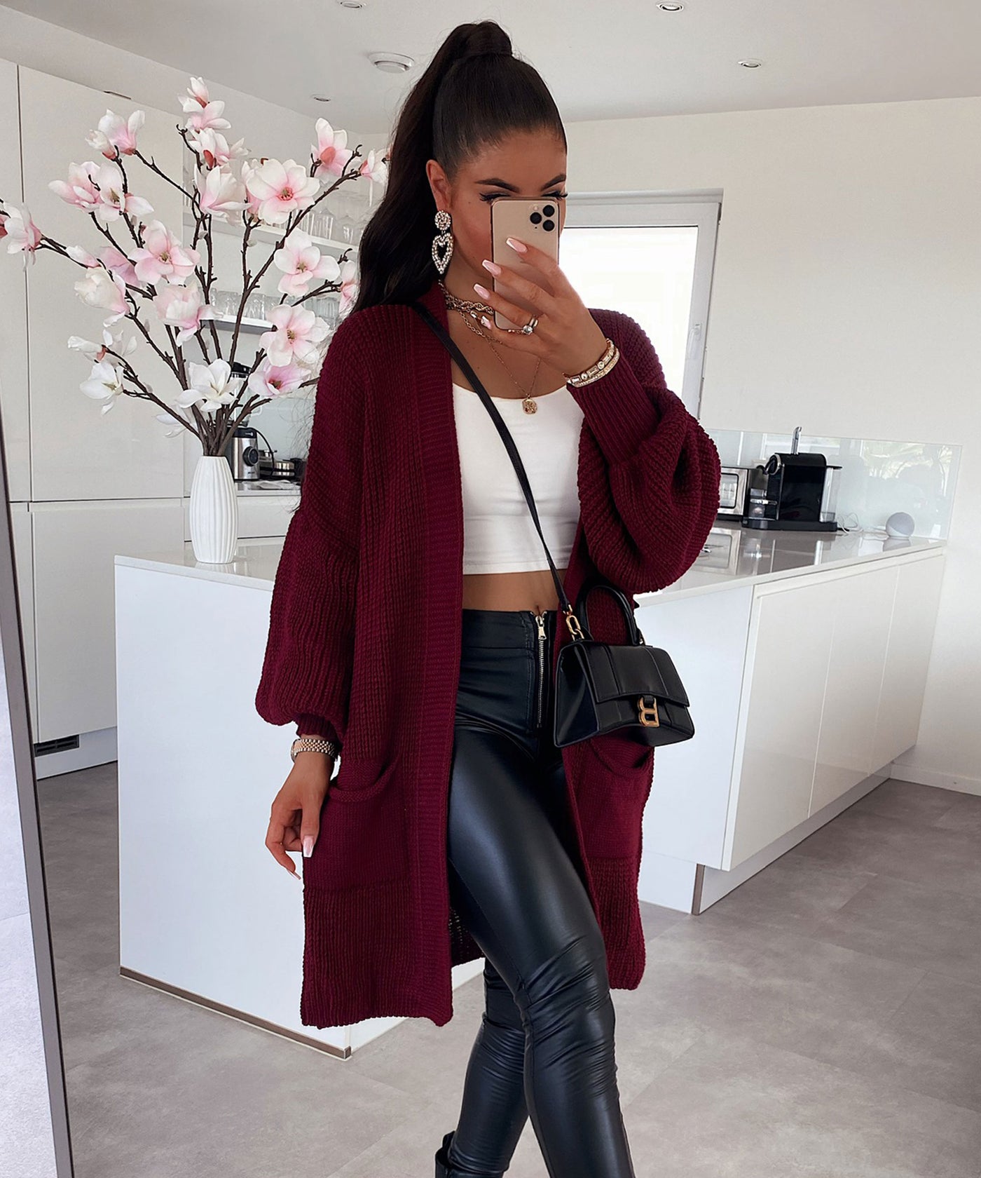 Cardigan Leilani Kurz Weinrot  Ladypolitan - Fashion Onlineshop für Damen   