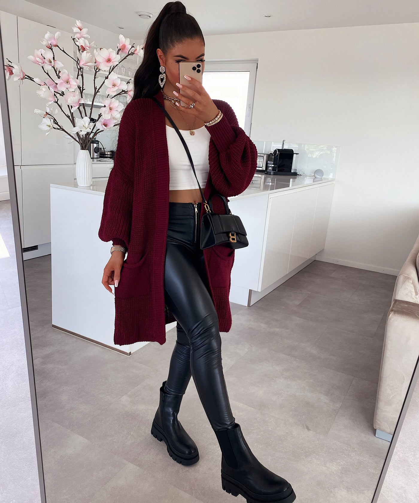 Cardigan Leilani Kurz Weinrot  Ladypolitan - Fashion Onlineshop für Damen   