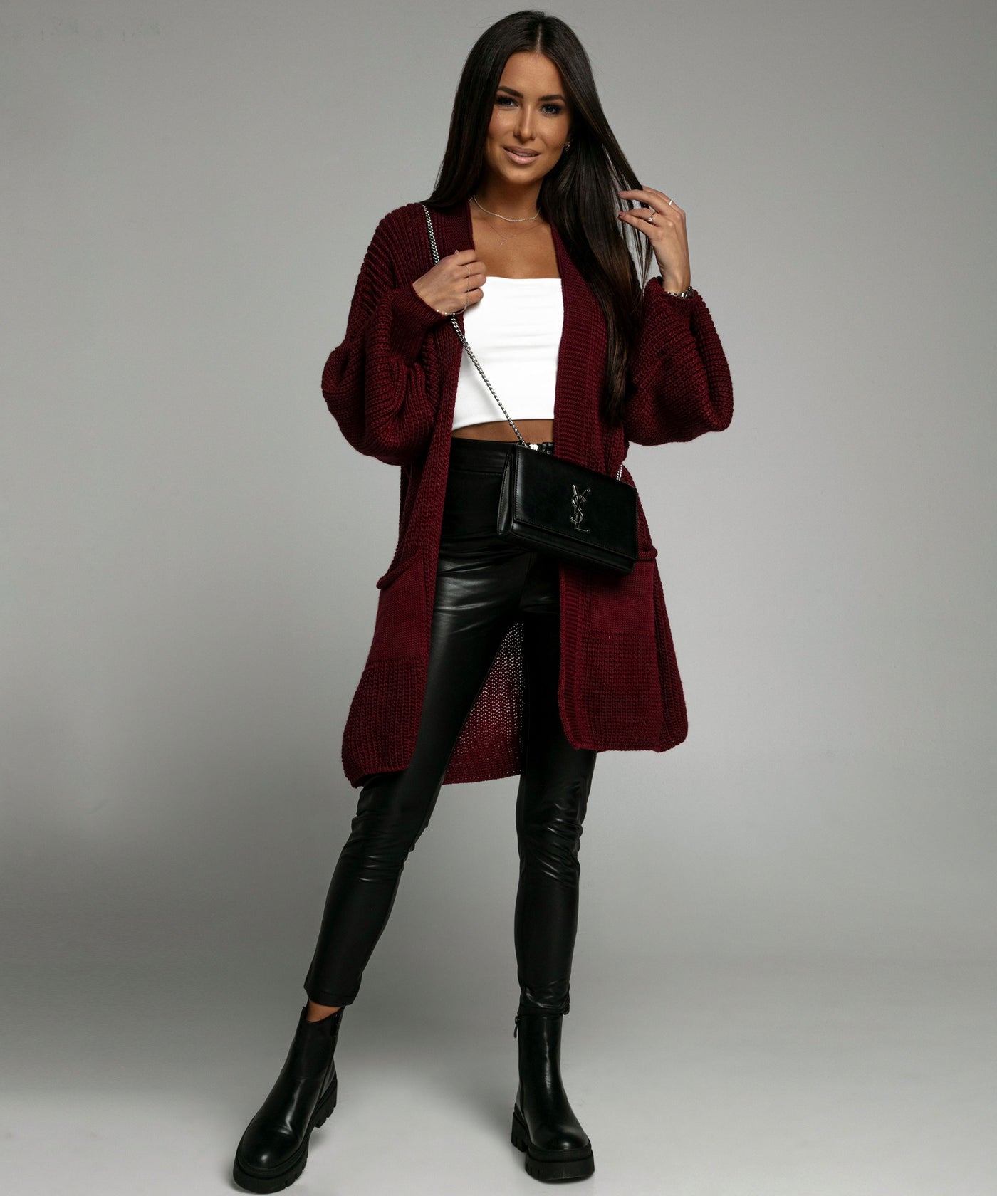 Cardigan Leilani Kurz Weinrot  Ladypolitan - Fashion Onlineshop für Damen   