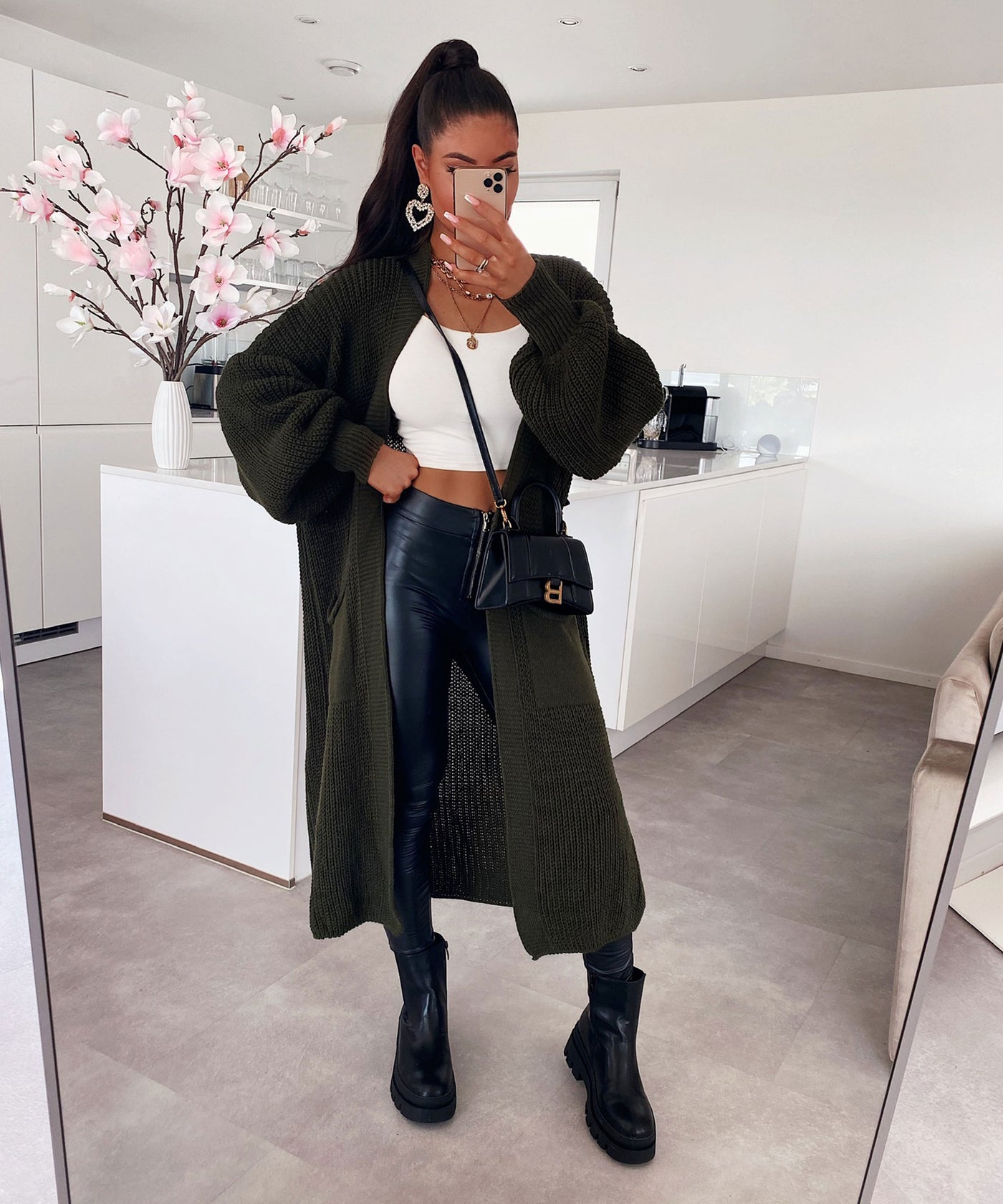 Cardigan Leilani Lang Khaki  Ladypolitan - Fashion Onlineshop für Damen   