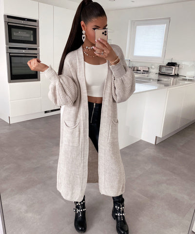 Cardigan Leilani lang Beige  Ladypolitan - Fashion Onlineshop für Damen   