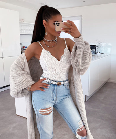 Cardigan Leilani lang Beige  Ladypolitan - Fashion Onlineshop für Damen   