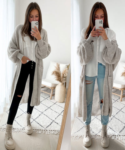 Cardigan Leilani lang Beige  Ladypolitan - Fashion Onlineshop für Damen   