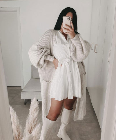 Cardigan Leilani lang Beige  Ladypolitan - Fashion Onlineshop für Damen   