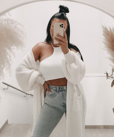 Cardigan Leilani lang Cremeweiß  Ladypolitan - Fashion Onlineshop für Damen   