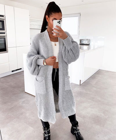 Cardigan Leilani lang Grau  Ladypolitan - Fashion Onlineshop für Damen   