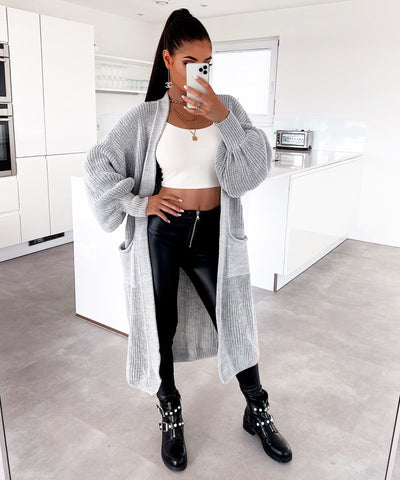 Cardigan Leilani lang Grau  Ladypolitan - Fashion Onlineshop für Damen   