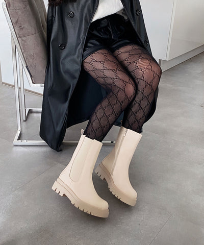 Chelsea Boots Long Beige  Ladypolitan - Fashion Onlineshop für Damen   