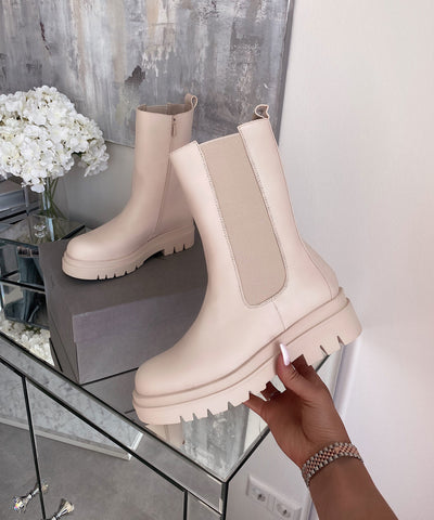 Chelsea Boots Long Beige  Ladypolitan - Fashion Onlineshop für Damen   