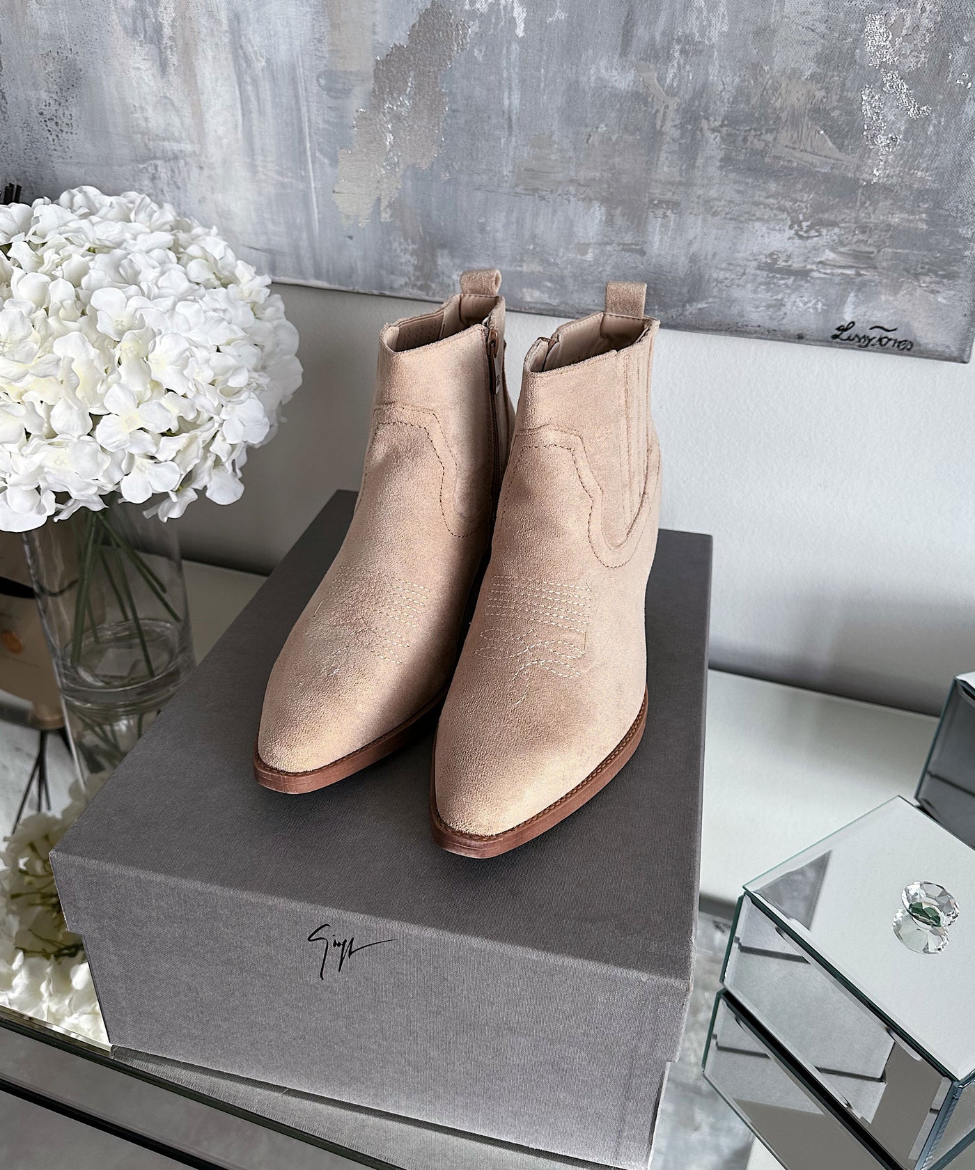 Cowboy Stiefeletten Allie Beige  Ladypolitan - Fashion Onlineshop für Damen   