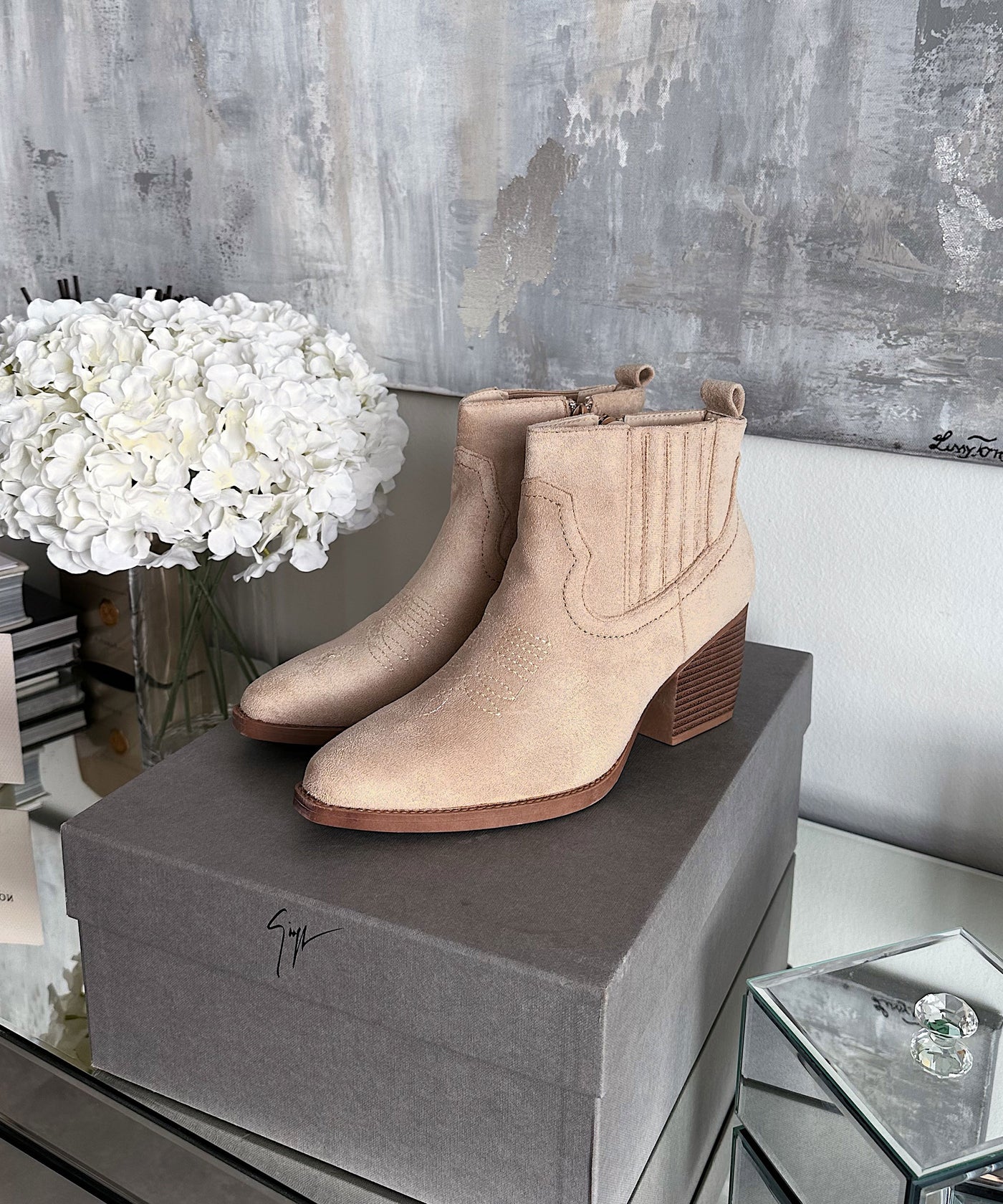 Cowboy Stiefeletten Allie Beige  Ladypolitan - Fashion Onlineshop für Damen   