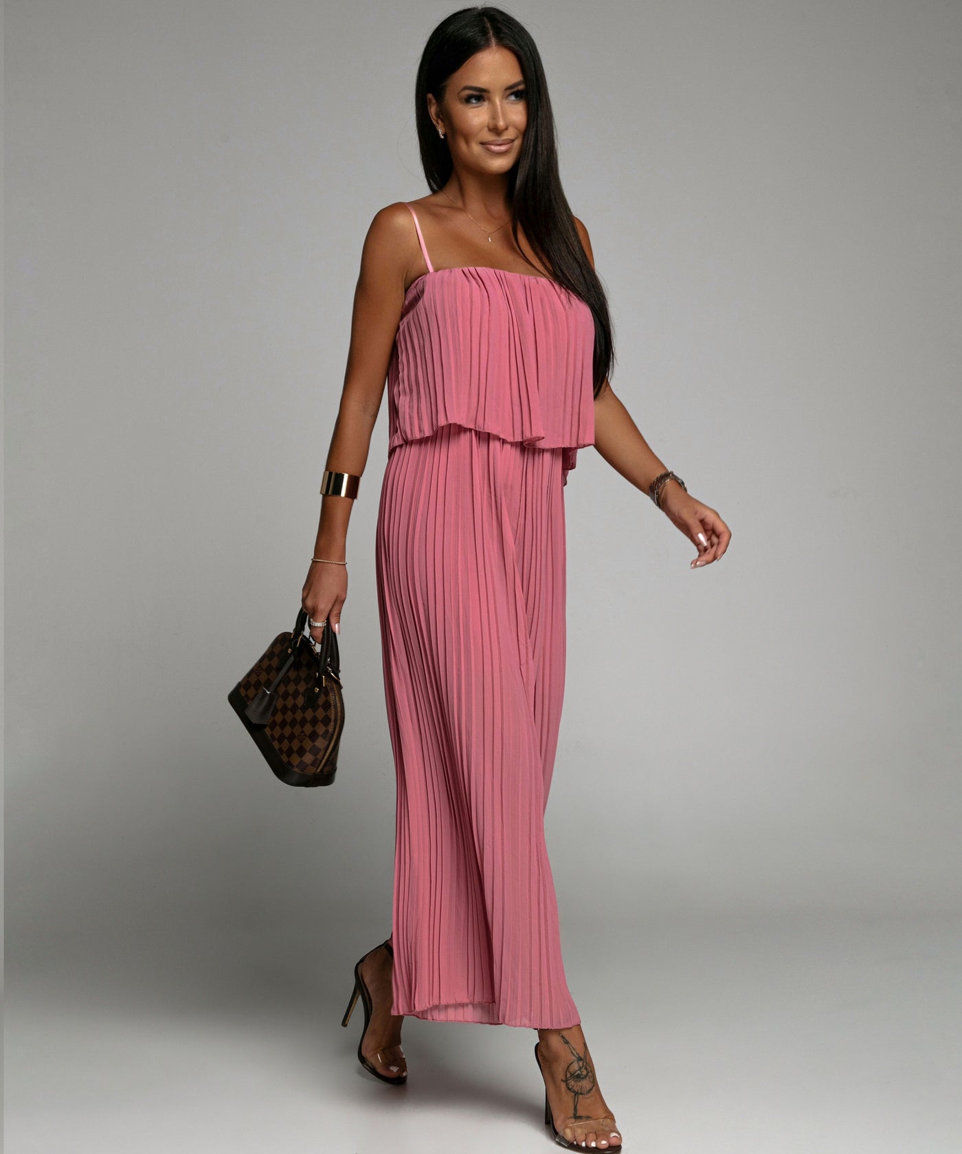 Eleganter Plissee Einteiler Beere  Ladypolitan - Fashion Onlineshop für Damen   