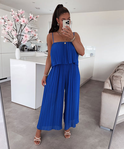 Eleganter Plissee Einteiler Royalblau  Ladypolitan - Fashion Onlineshop für Damen   