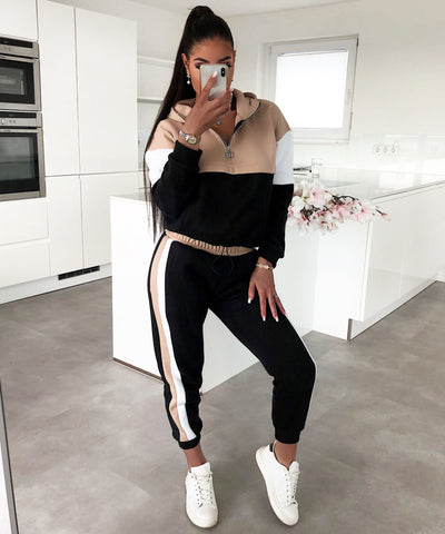 Jogger Set Hanna Brown Black NEU  Ladypolitan - Fashion Onlineshop für Damen   