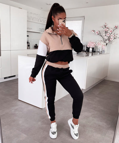 Jogger Set Hanna Brown Black NEU  Ladypolitan - Fashion Onlineshop für Damen   
