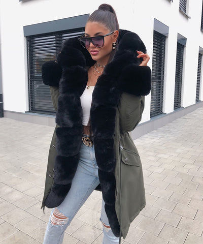 Kunstpelzjacke Glamour Olive  Ladypolitan - Fashion Onlineshop für Damen   