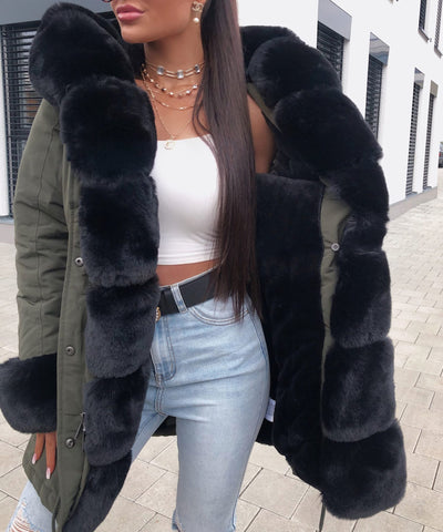 Kunstpelzjacke Glamour Olive  Ladypolitan - Fashion Onlineshop für Damen   