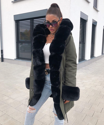 Kunstpelzjacke Glamour Olive  Ladypolitan - Fashion Onlineshop für Damen   