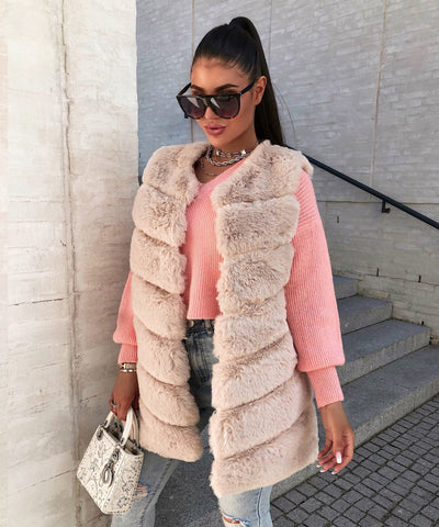 Kunstpelzweste Juliet Beige  Ladypolitan - Fashion Onlineshop für Damen   