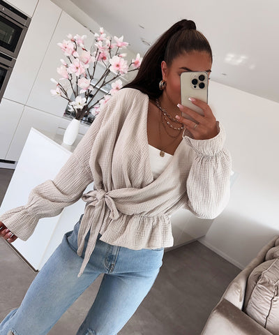 Musselin Bluse Celine Beige  Ladypolitan ♡   