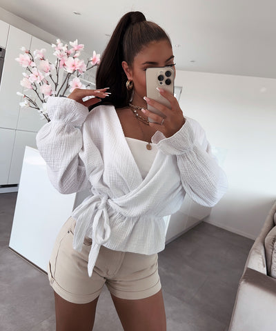 Musselin Bluse Celine Weiß  Ladypolitan ♡   