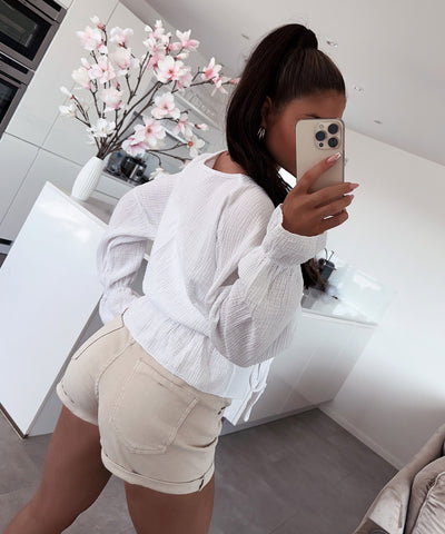 Musselin Bluse Celine Weiß  Ladypolitan ♡   