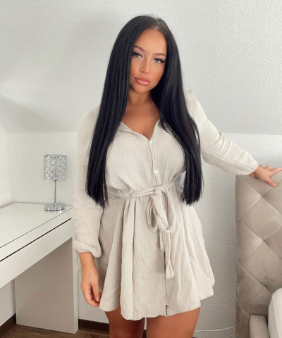 Musselin Kleid Daisy Beige  Ladypolitan - Fashion Onlineshop für Damen   