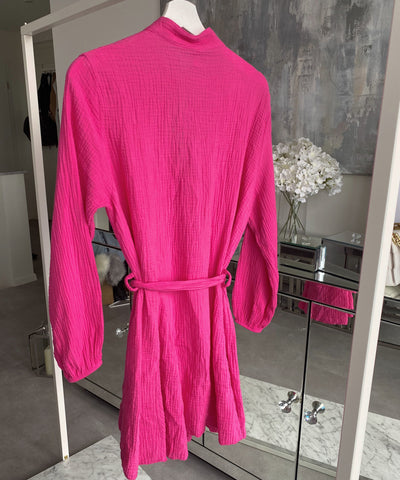 Musselin Kleid Daisy Fuchsia Pink  Ladypolitan - Fashion Onlineshop für Damen   