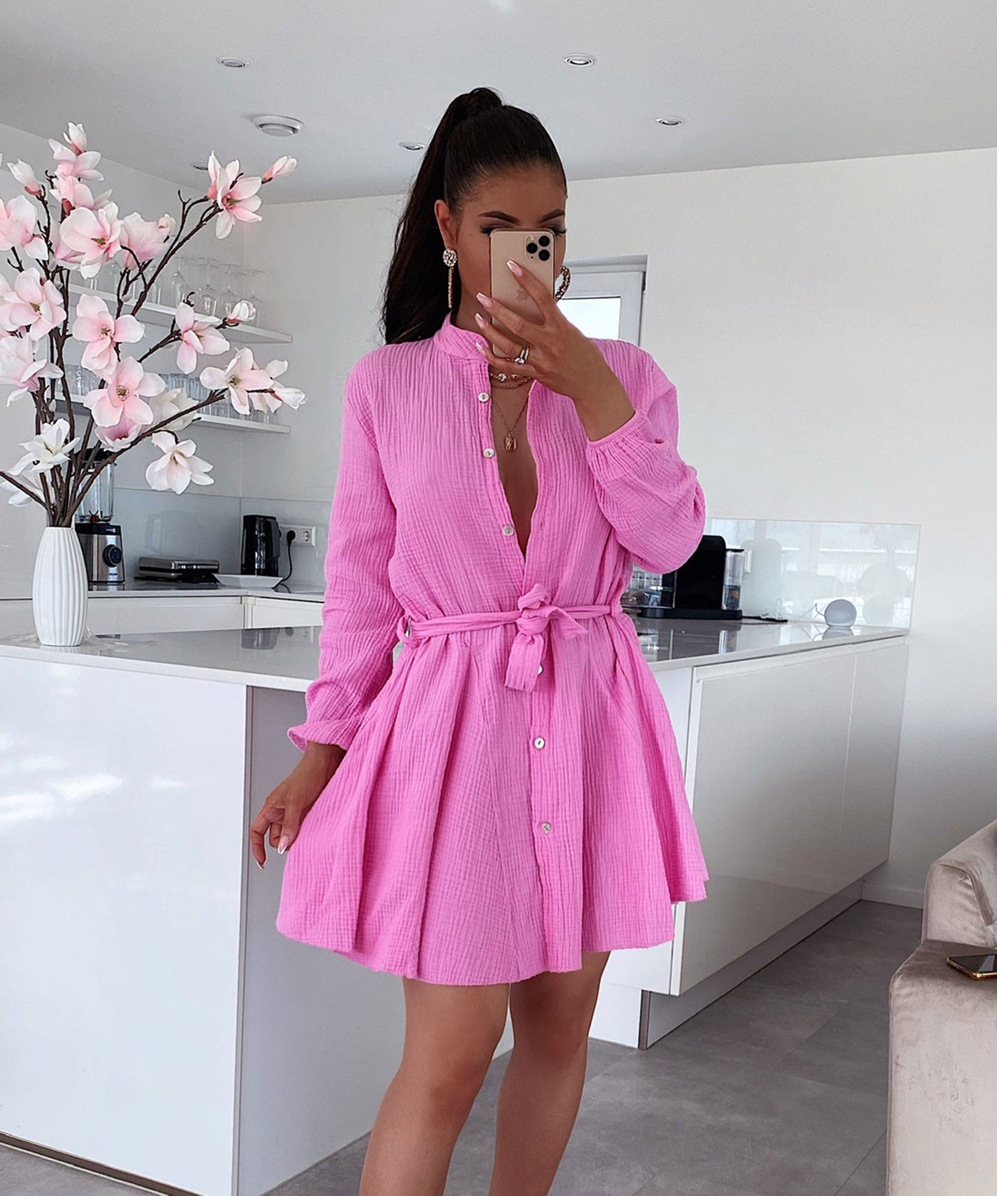 Musselin Kleid Daisy Hellpink  Ladypolitan - Fashion Onlineshop für Damen   