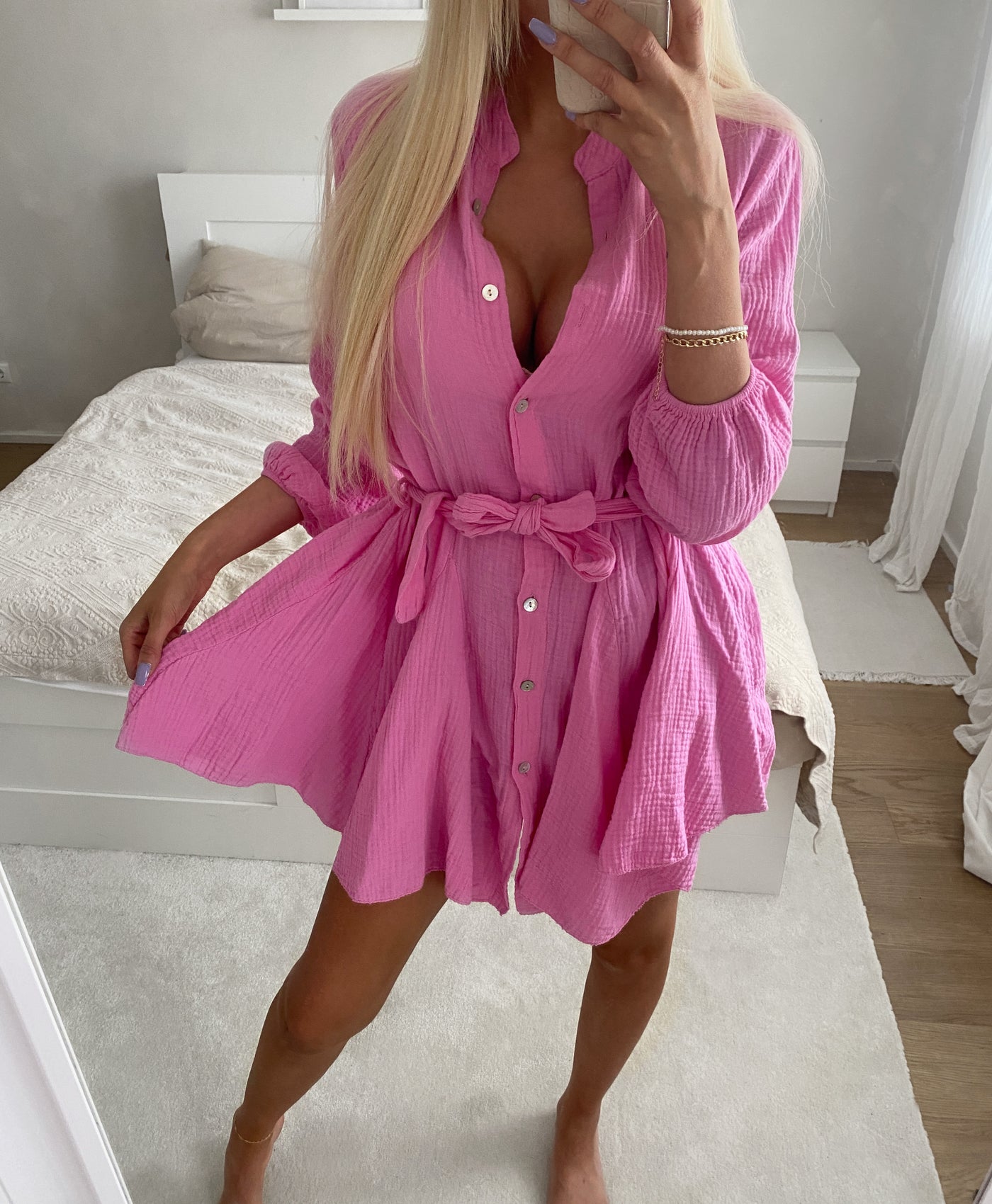 Musselin Kleid Daisy Hellpink  Ladypolitan - Fashion Onlineshop für Damen   
