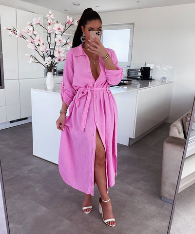 Musselin Kleid Elena Lang Hellpink  Ladypolitan ♡   