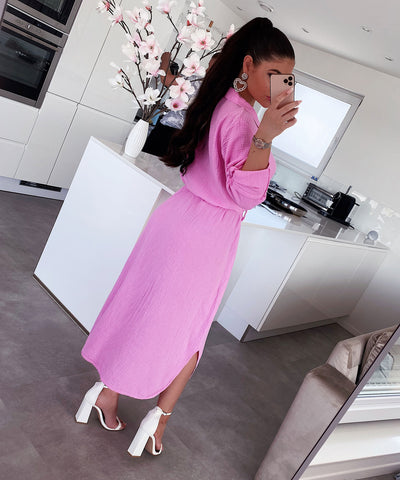 Musselin Kleid Elena Lang Hellpink  Ladypolitan ♡   