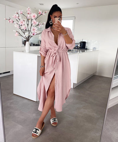 Musselin Kleid Elena Lang Rosa  Ladypolitan ♡   